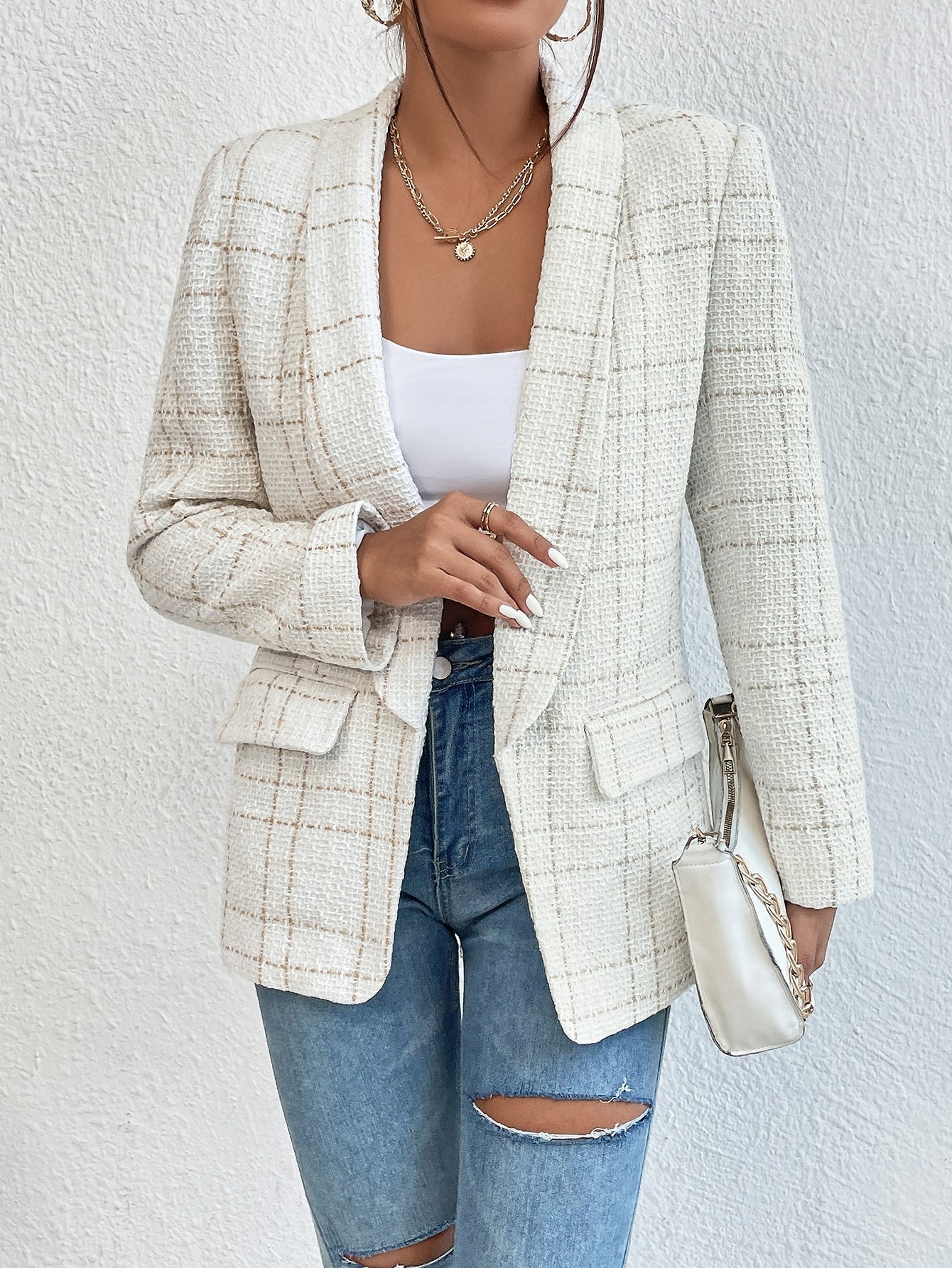Plus Size karierter Damenblazer