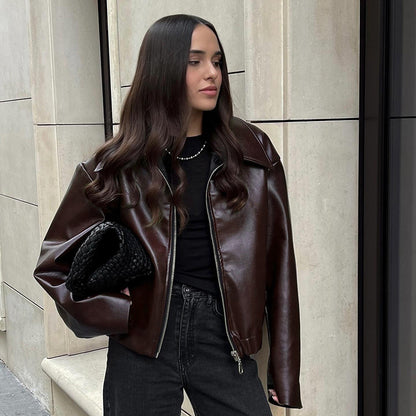 Modische einfarbige Reversjacke für Damen