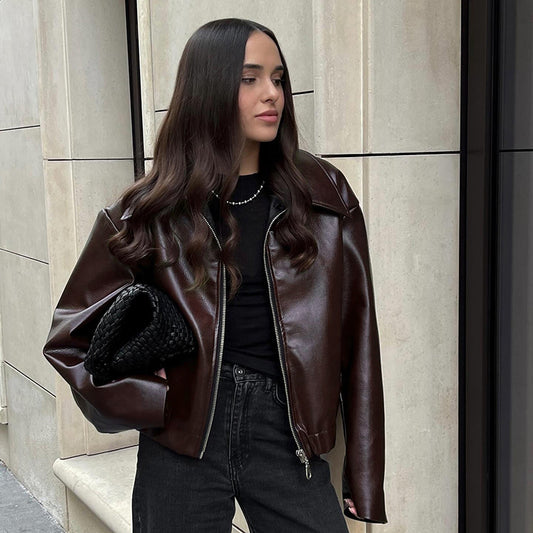 Modische einfarbige Reversjacke für Damen