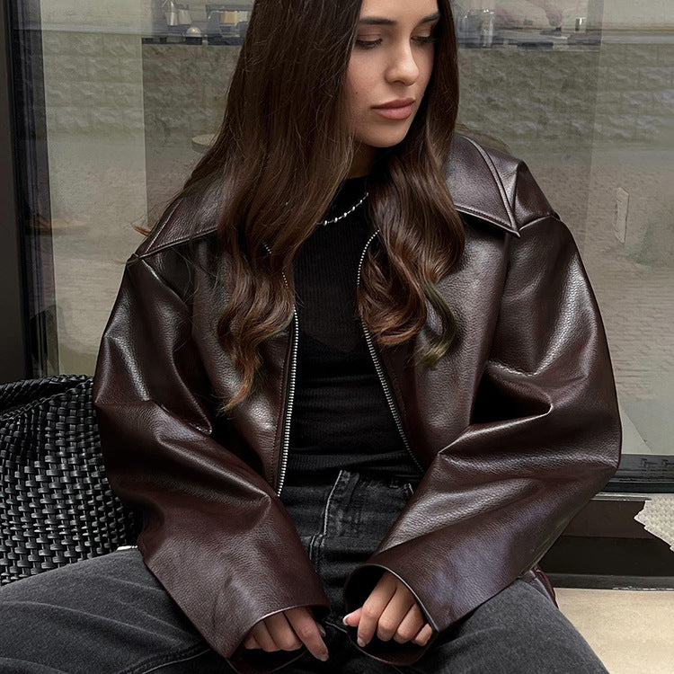 Modische einfarbige Reversjacke für Damen